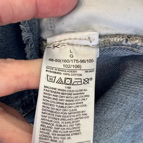 GAP Denim Distressed Shortalls Women’s L Blue Jean Overalls Frayed Hem - Picture 3 of 11